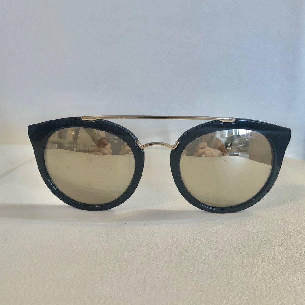 Black and Gold Prada Reflective Sunglasses